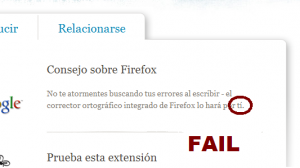 Firefox se equivoca al venderte el corrector ortográfico